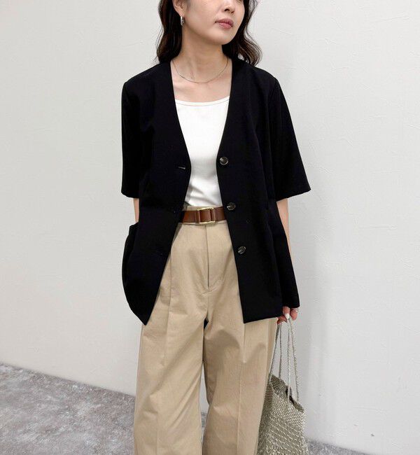 fredy emue「《セットアップ対応》レーヨン麻半袖ジャケット」|テーラードジャケット|