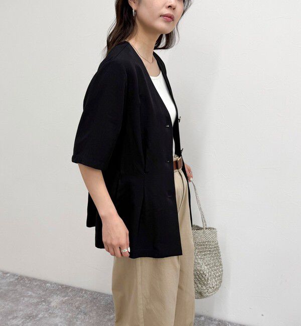 fredy emue「《セットアップ対応》レーヨン麻半袖ジャケット」|テーラードジャケット|