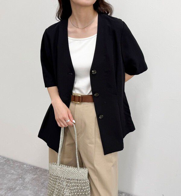 fredy emue「《セットアップ対応》レーヨン麻半袖ジャケット」|テーラードジャケット|