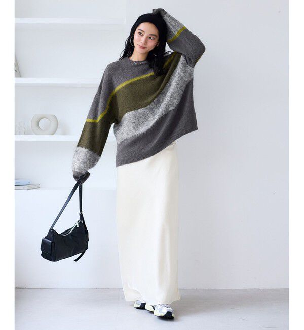 VIS「【WEB限定】グラデーションインターシャ起毛ニット」|ニット・セーター|