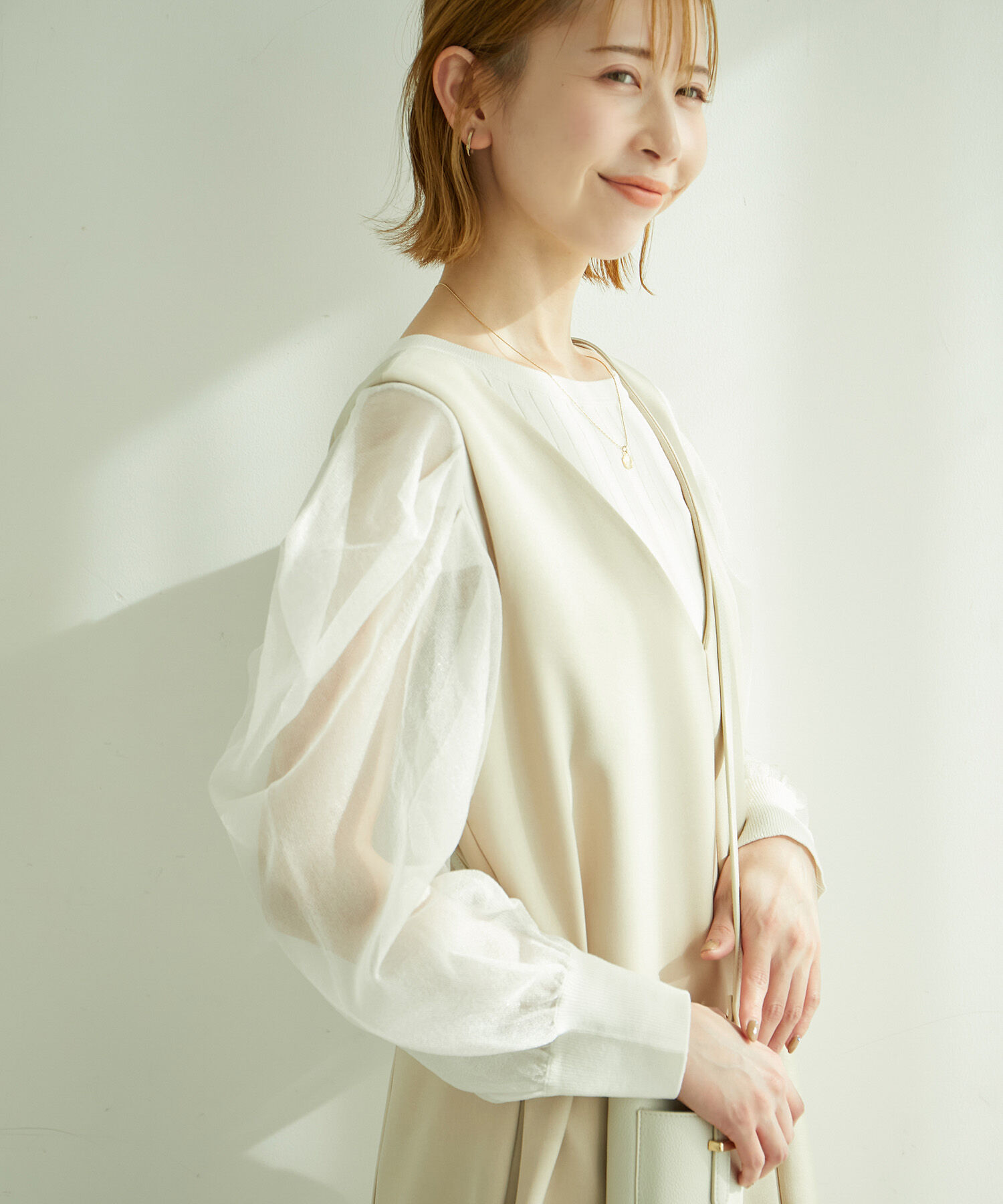 Rope&rsquo;Picnic「袖シアーニットプルオーバー」|ニット・セーター|