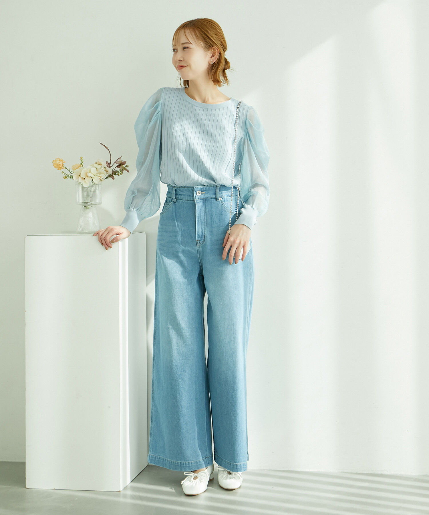 Rope&rsquo;Picnic「袖シアーニットプルオーバー」|ニット・セーター|