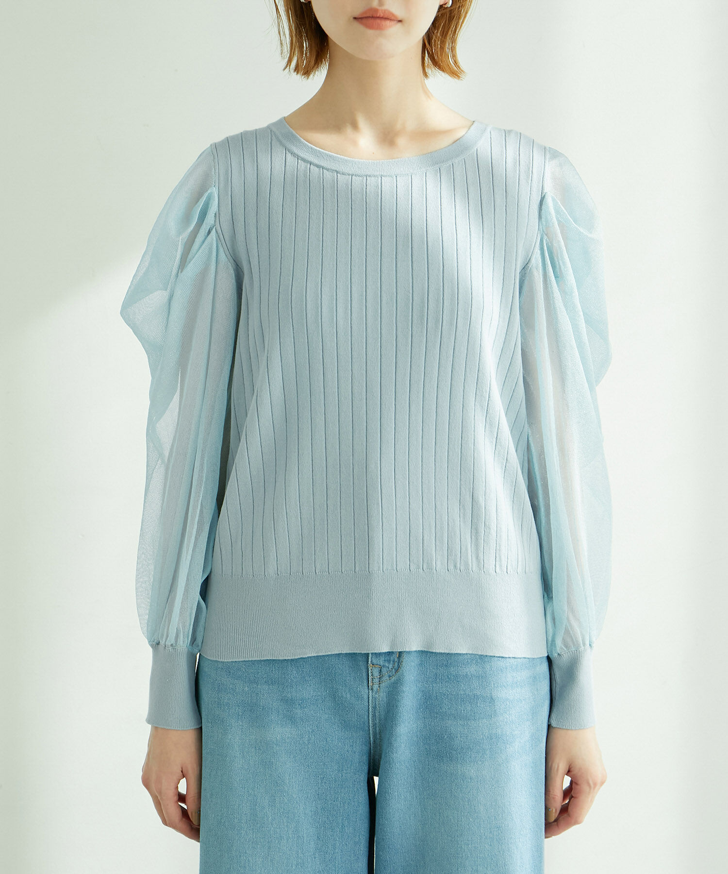 Rope&rsquo;Picnic「袖シアーニットプルオーバー」|ニット・セーター|