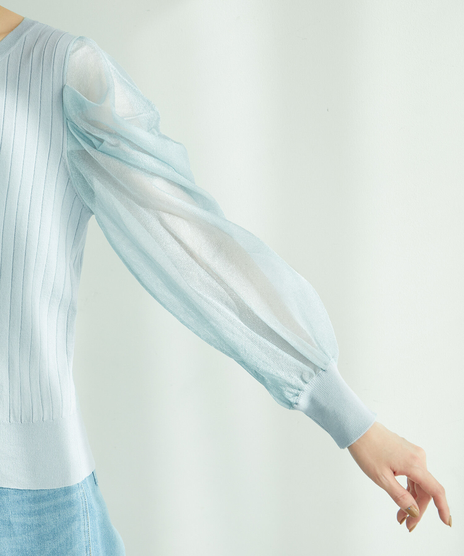 Rope&rsquo;Picnic「袖シアーニットプルオーバー」|ニット・セーター|