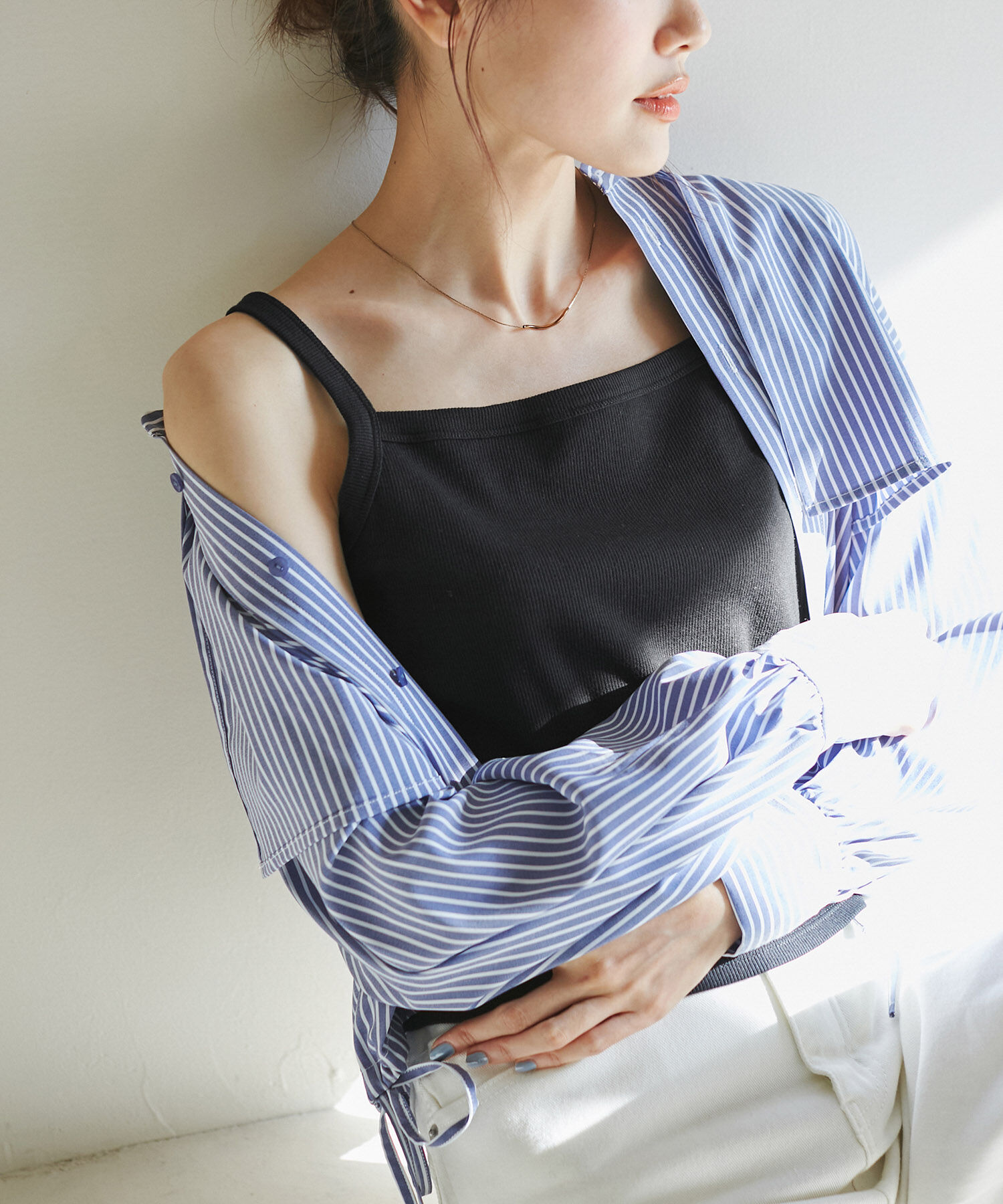 Rope&rsquo;Picnic「クロップドテレコタンクインナー」|タンクトップ|ブラック(01)