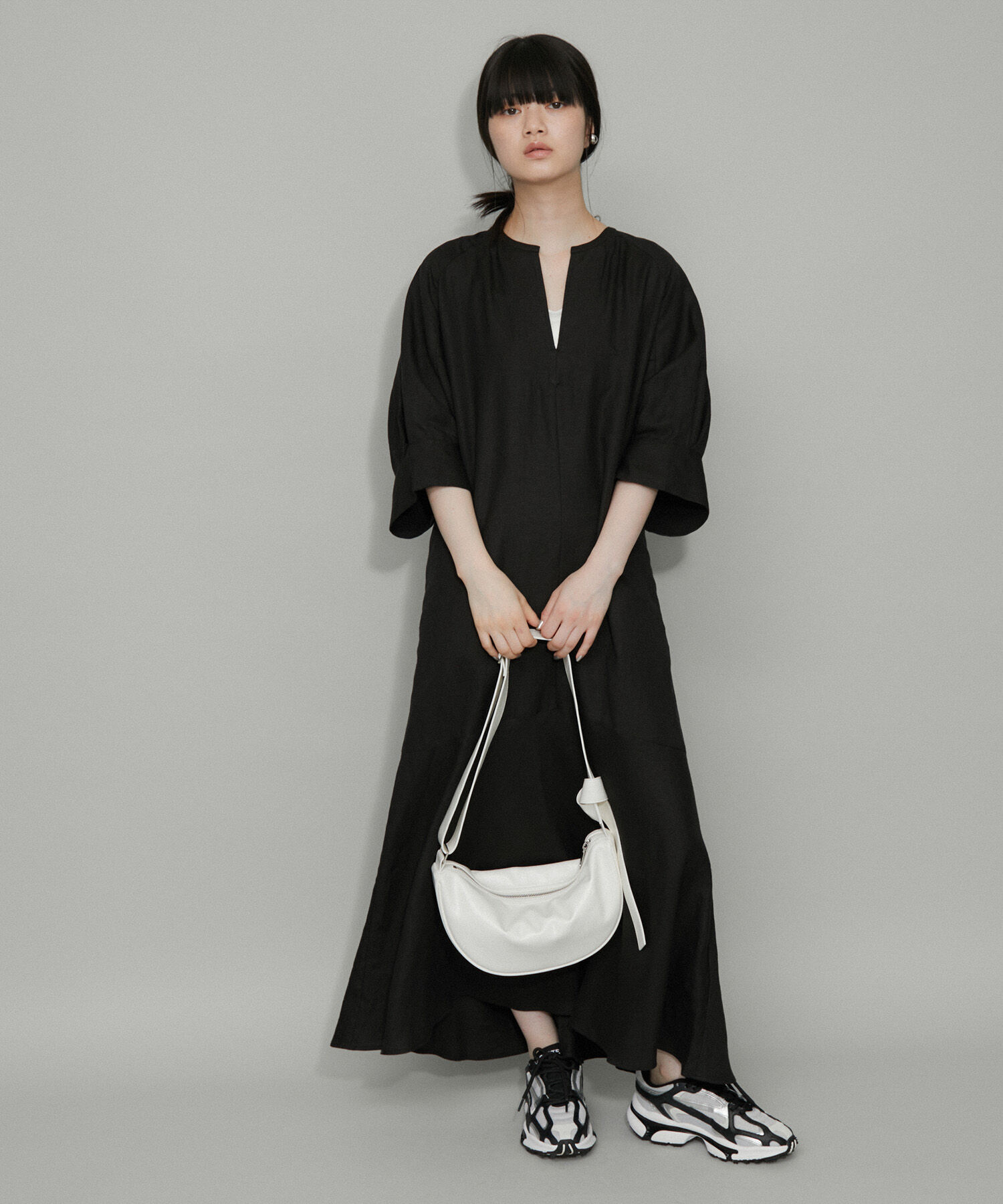 ADAM ET ROPE'「【WEB限定・追加】リネンボリュームスリーブワンピース」|ワンピース|