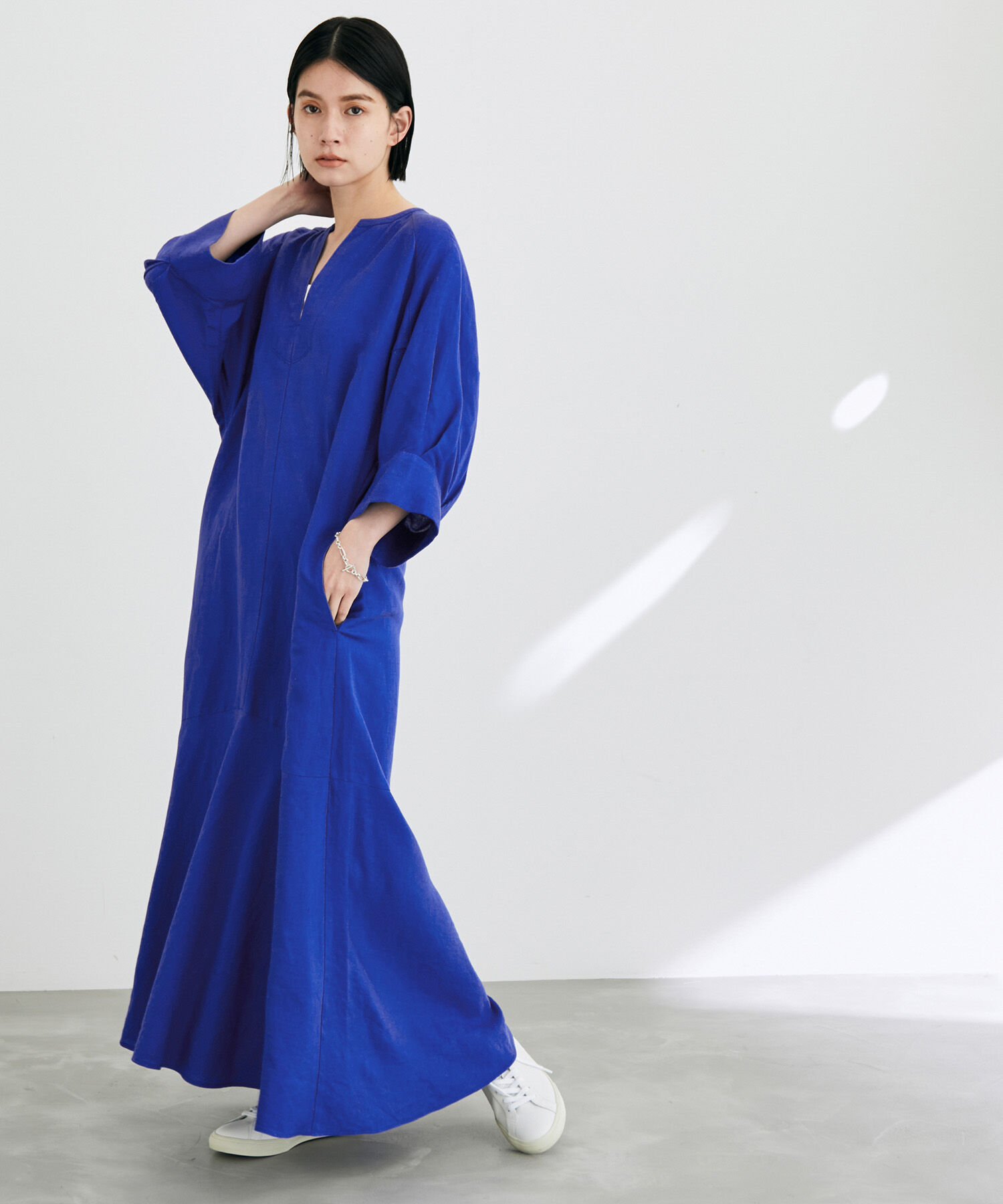 ADAM ET ROPE'「【WEB限定・追加】リネンボリュームスリーブワンピース」|ワンピース|