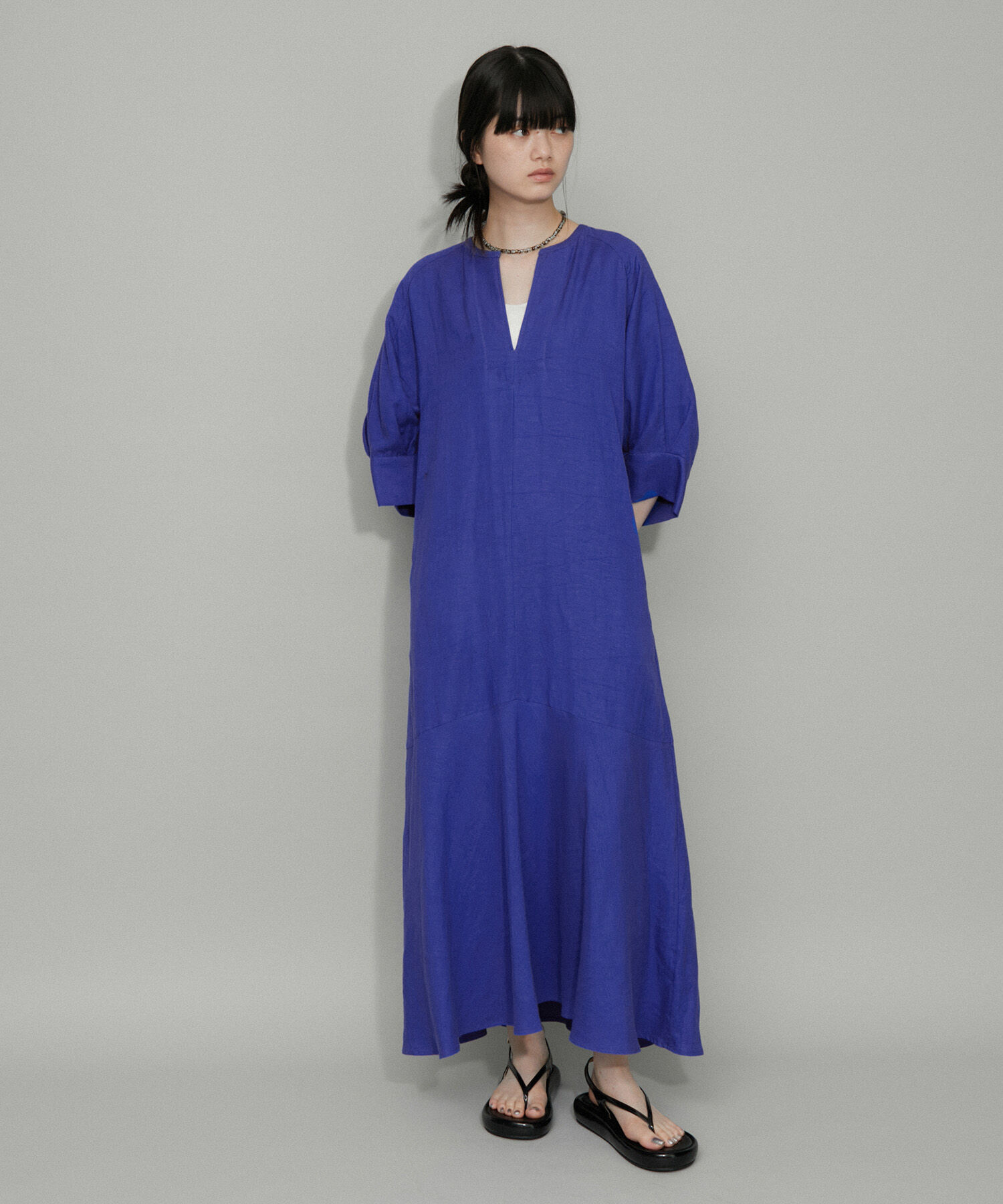 ADAM ET ROPE'「【WEB限定・追加】リネンボリュームスリーブワンピース」|ワンピース|