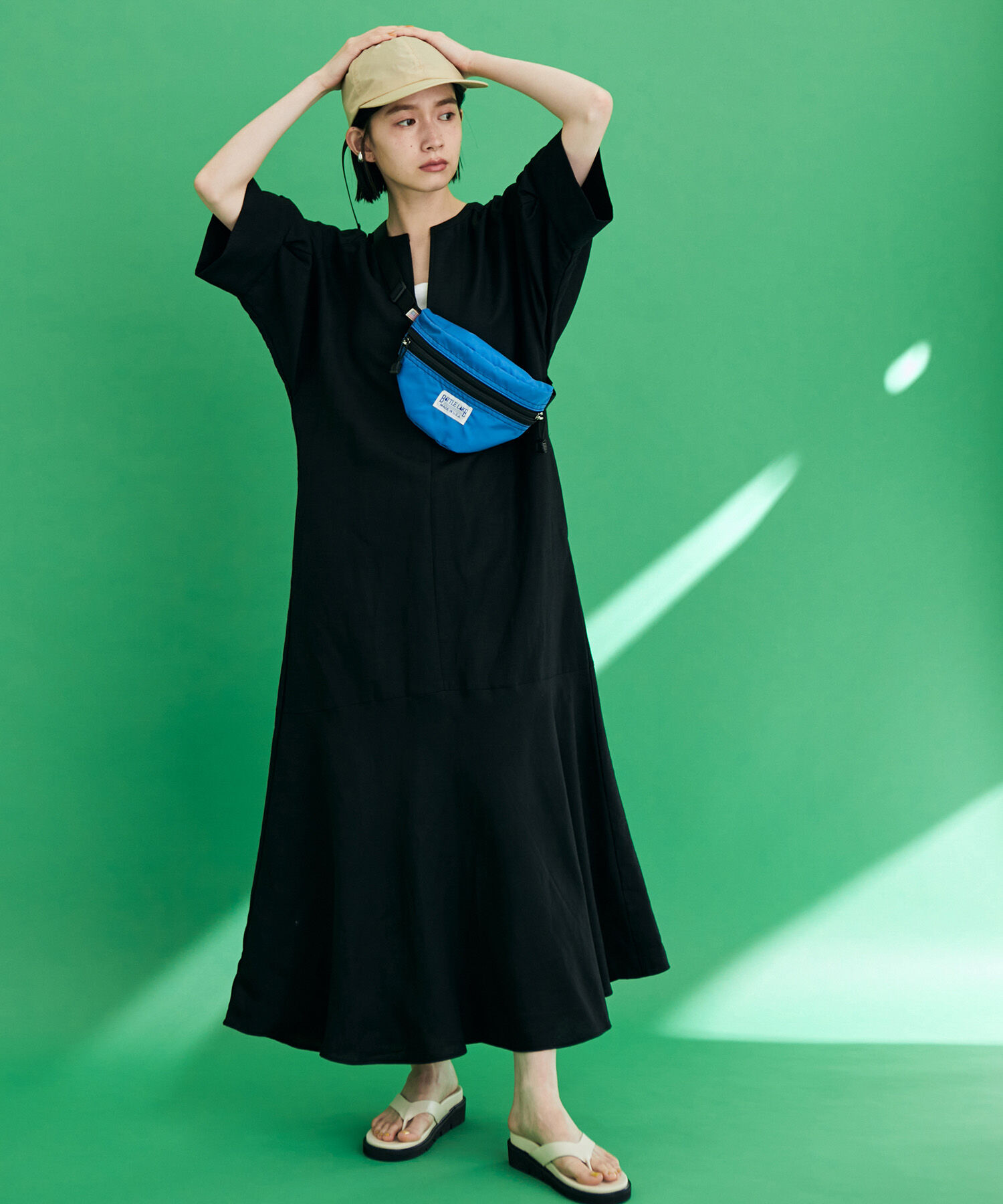 ADAM ET ROPE'「【WEB限定・追加】リネンボリュームスリーブワンピース」|ワンピース|