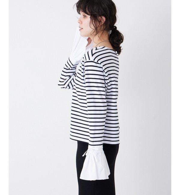 THE PAUSE「【THE PAUSE】フレアカフスボーダープルオーバー」|Tシャツ・カットソー|