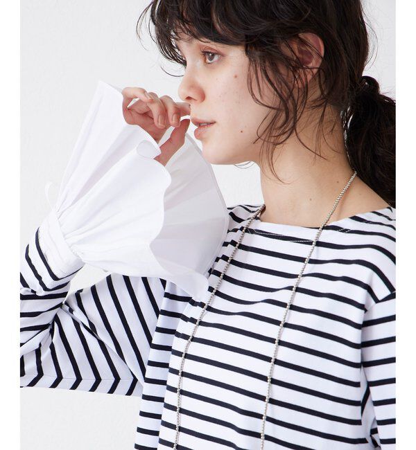 THE PAUSE「【THE PAUSE】フレアカフスボーダープルオーバー」|Tシャツ・カットソー|