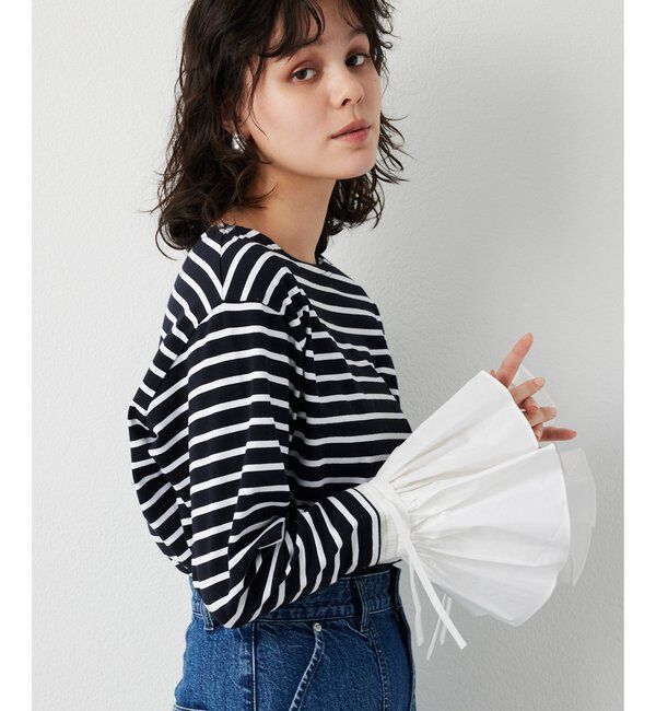 THE PAUSE「【THE PAUSE】フレアカフスボーダープルオーバー」|Tシャツ・カットソー|