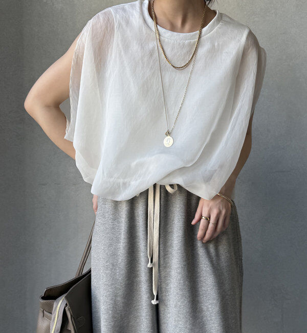  「【新色追加/WEB限定】オーガンジーレイヤードバルーントップス」|シャツ・ブラウス|オフホワイト