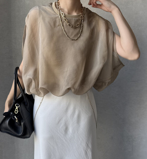  「【新色追加/WEB限定】オーガンジーレイヤードバルーントップス」|シャツ・ブラウス|