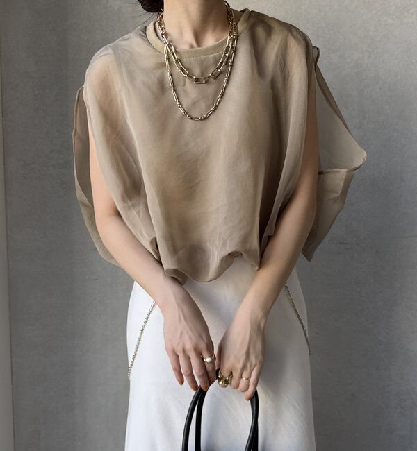  「【新色追加/WEB限定】オーガンジーレイヤードバルーントップス」|シャツ・ブラウス|