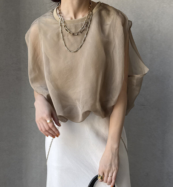  「【新色追加/WEB限定】オーガンジーレイヤードバルーントップス」|シャツ・ブラウス|