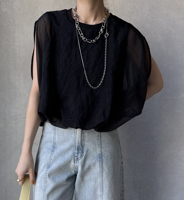  「【新色追加/WEB限定】オーガンジーレイヤードバルーントップス」|シャツ・ブラウス|