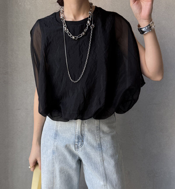  「【新色追加/WEB限定】オーガンジーレイヤードバルーントップス」|シャツ・ブラウス|