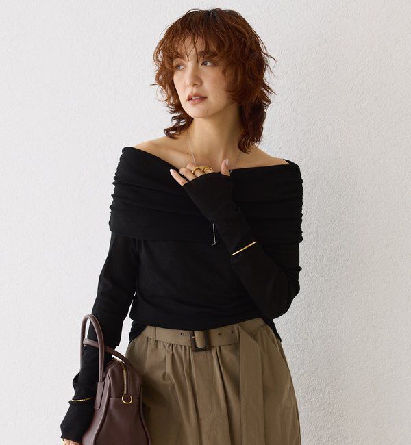  「【女性らしい抜け感】シアーテレコオフショルカットソー」|Tシャツ・カットソー|