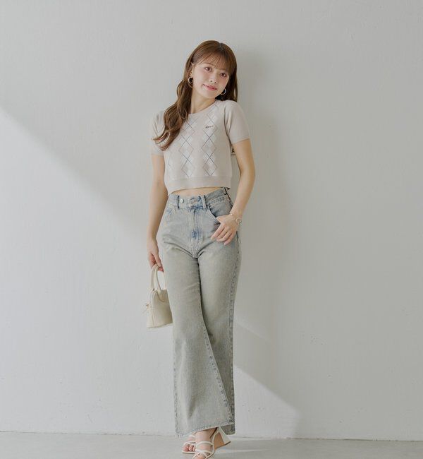  「アーガイル半袖チビニット」|ニット・セーター|