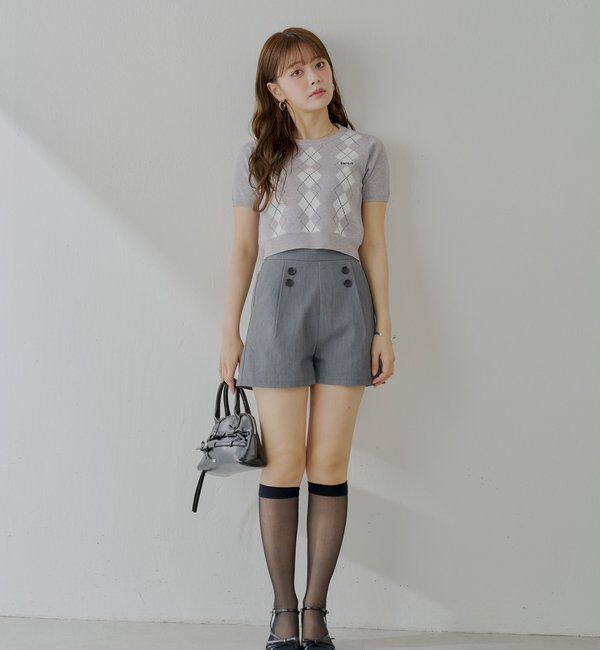  「アーガイル半袖チビニット」|ニット・セーター|