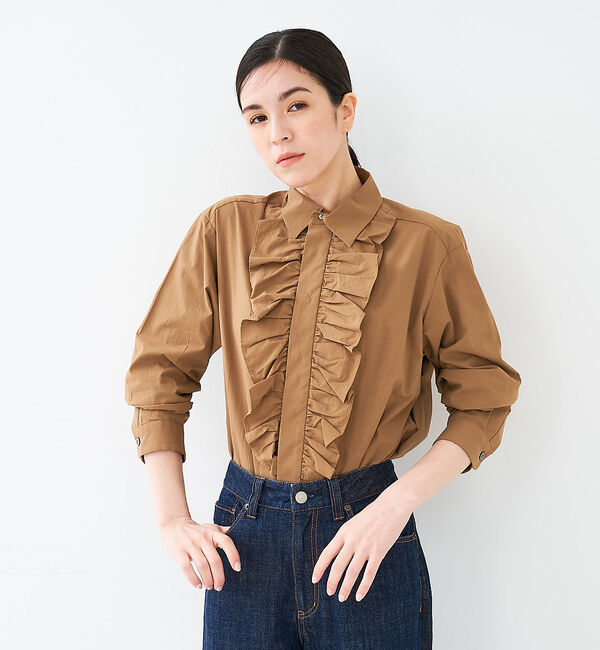 collex「フロントフリルシャツ」|シャツ・ブラウス|ブラウン
