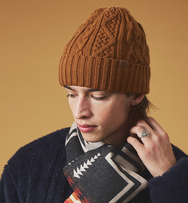ABAHOUSE「【RUBEN/ルーベン】CABLE BORE WATCHCAP/ケーブル裏ボアフ」|その他|テラコッタ