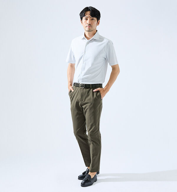 ABAHOUSE「【形状安定性 / 伸縮性】トリコットストライプ 半袖シャツ」|シャツ・ブラウス|