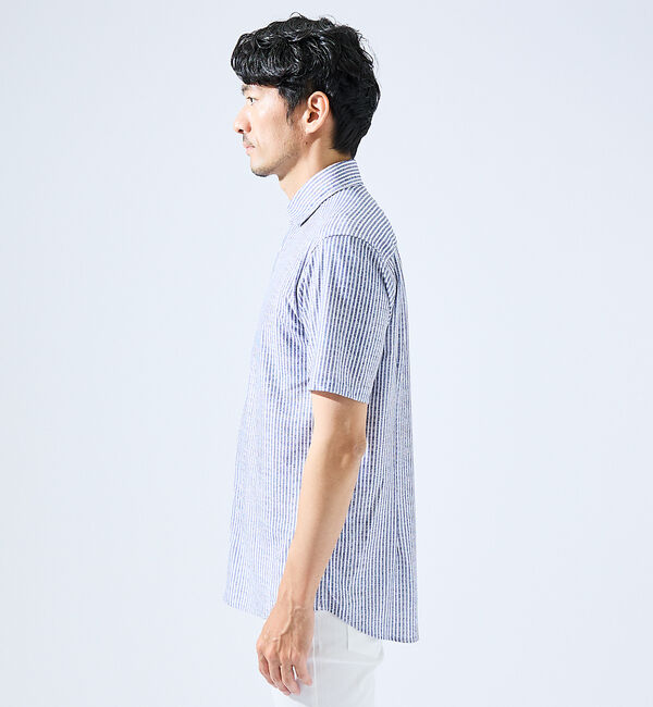 ABAHOUSE「【形状安定性 / 伸縮性】トリコットストライプ 半袖シャツ」|シャツ・ブラウス|
