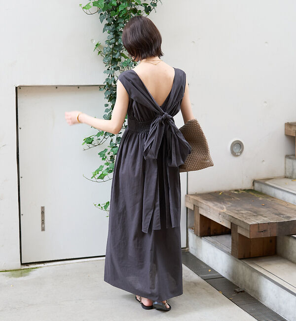 Rouge vif「麻混3WAYウエストリボンワンピース」|ワンピース|