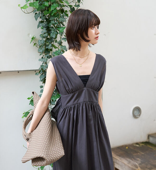 Rouge vif「麻混3WAYウエストリボンワンピース」|ワンピース|