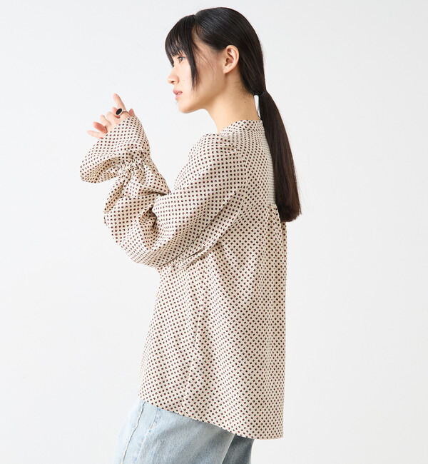 Soffitto「幾何学柄プリントキャンディースリーブブラウス」|シャツ・ブラウス|