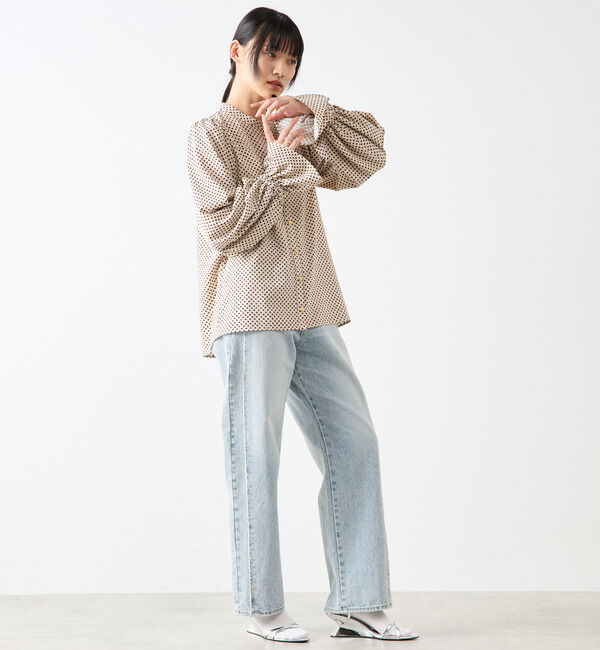 Soffitto「幾何学柄プリントキャンディースリーブブラウス」|シャツ・ブラウス|