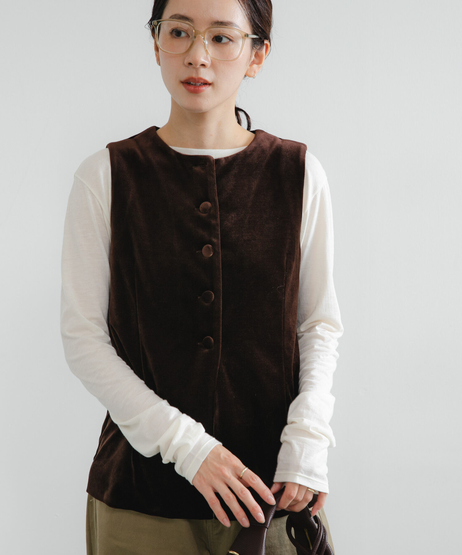 URBAN RESEARCH「ベロアジレ」|ベスト・ジレ|ブラウン