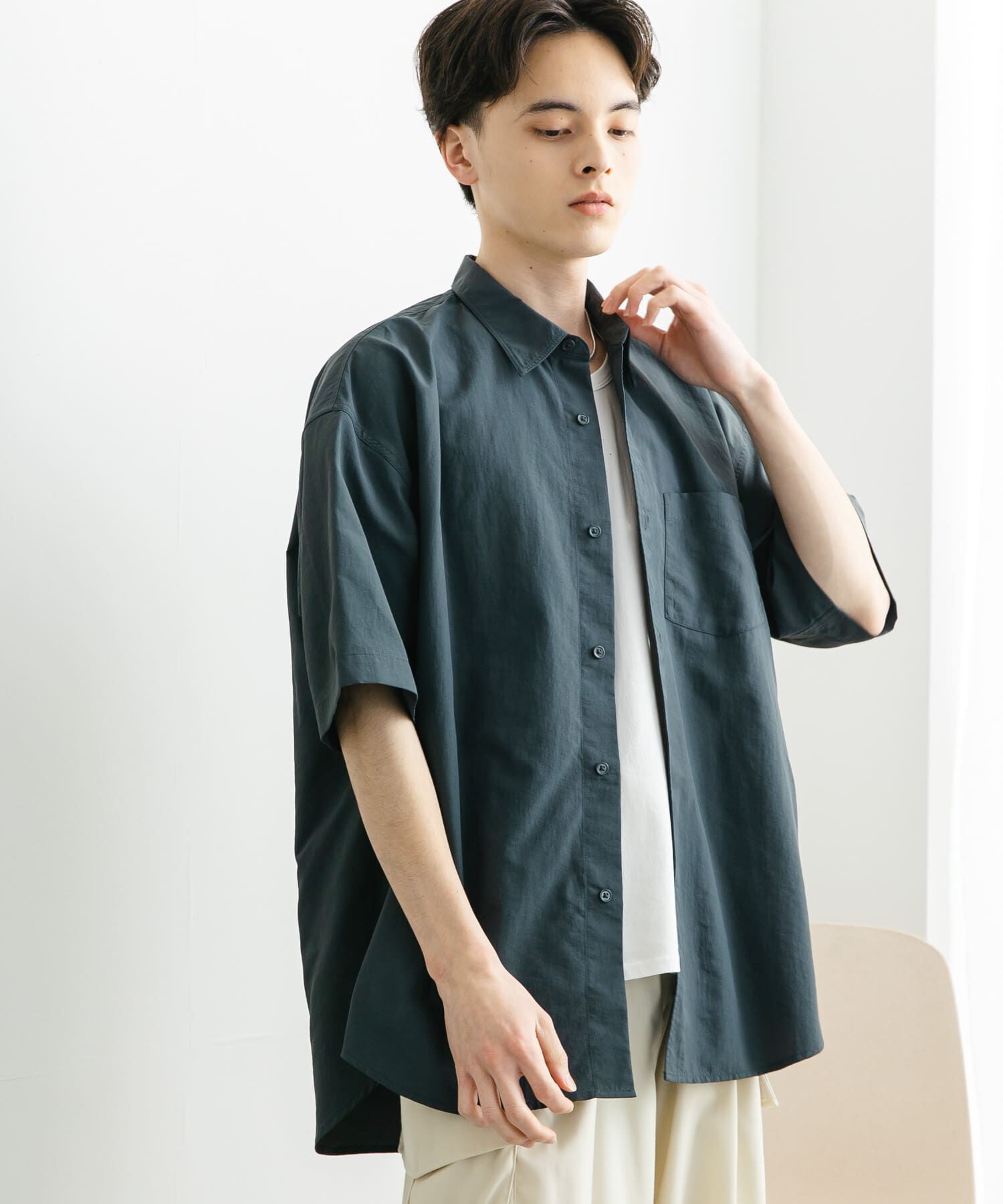 SENSE OF PLACE by URBAN RESEARCH「ナイロンレギュラーカラールーズショートスリーブシャツ」|シャツ・ブラウス|