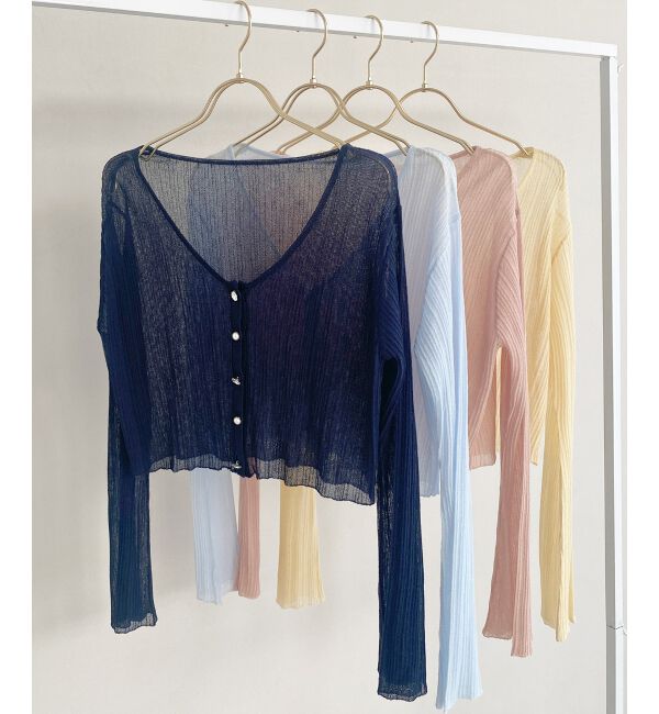  「キラキラボタンシアーカーディガン」|カーディガン|ネイビー