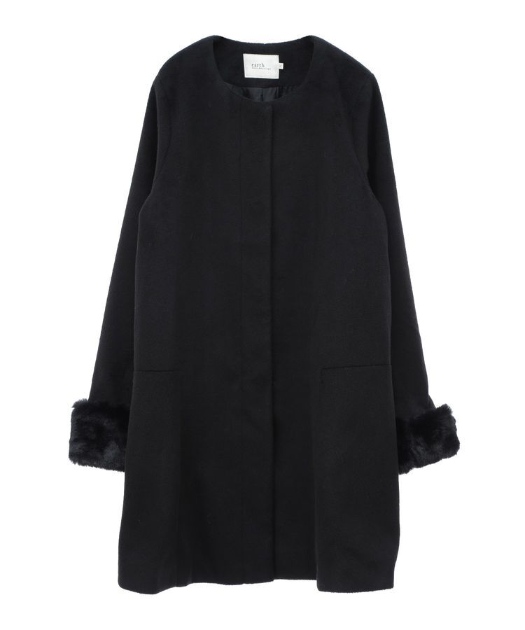 earth music&ecology「ファーカフスノーカラーコート」|ノーカラーコート|