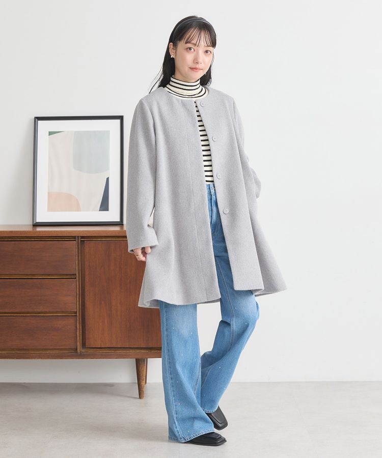 earth music&ecology「ファーカフスノーカラーコート」|ノーカラーコート|