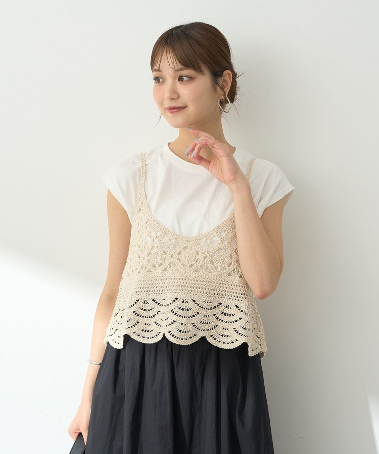 earth music&ecology「SET2点 クロシェキャミソール+ノースリーブプルオーバー」|Tシャツ・カットソー|