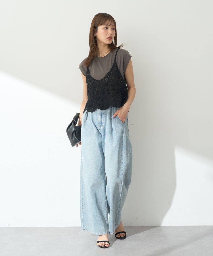 earth music&ecology「SET2点 クロシェキャミソール+ノースリーブプルオーバー」|Tシャツ・カットソー|