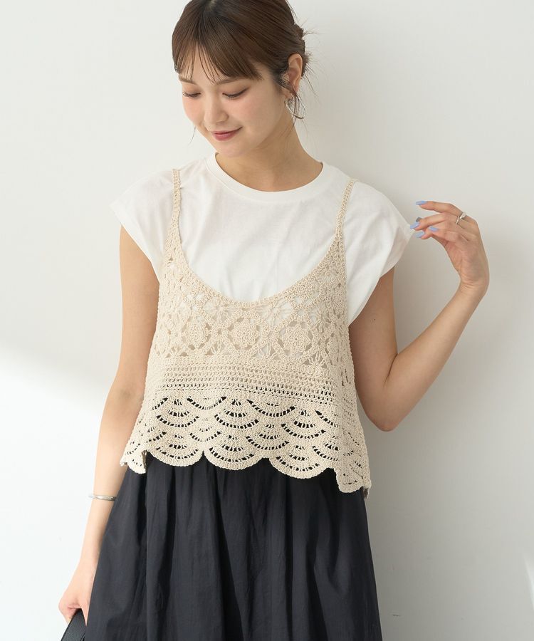 earth music&ecology「SET2点 クロシェキャミソール+ノースリーブプルオーバー」|Tシャツ・カットソー|Ecru