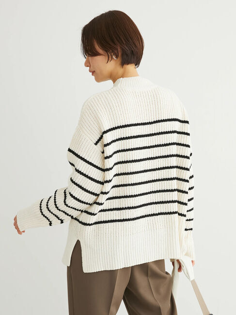 Green Parks「mokoモール畦編みモックネックプルオーバー」|Tシャツ・カットソー|