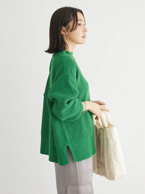 Green Parks「mokoモール畦編みモックネックプルオーバー」|Tシャツ・カットソー|