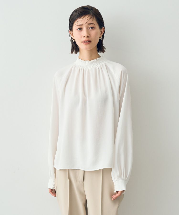 YECCA VECCA「シャーリングネックブラウス」|シャツ・ブラウス|Off White