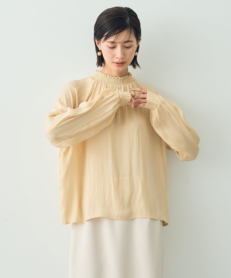 YECCA VECCA「シャーリングネックブラウス」|シャツ・ブラウス|