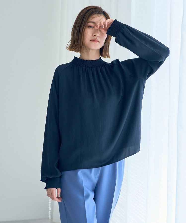 YECCA VECCA「シャーリングネックブラウス」|シャツ・ブラウス|