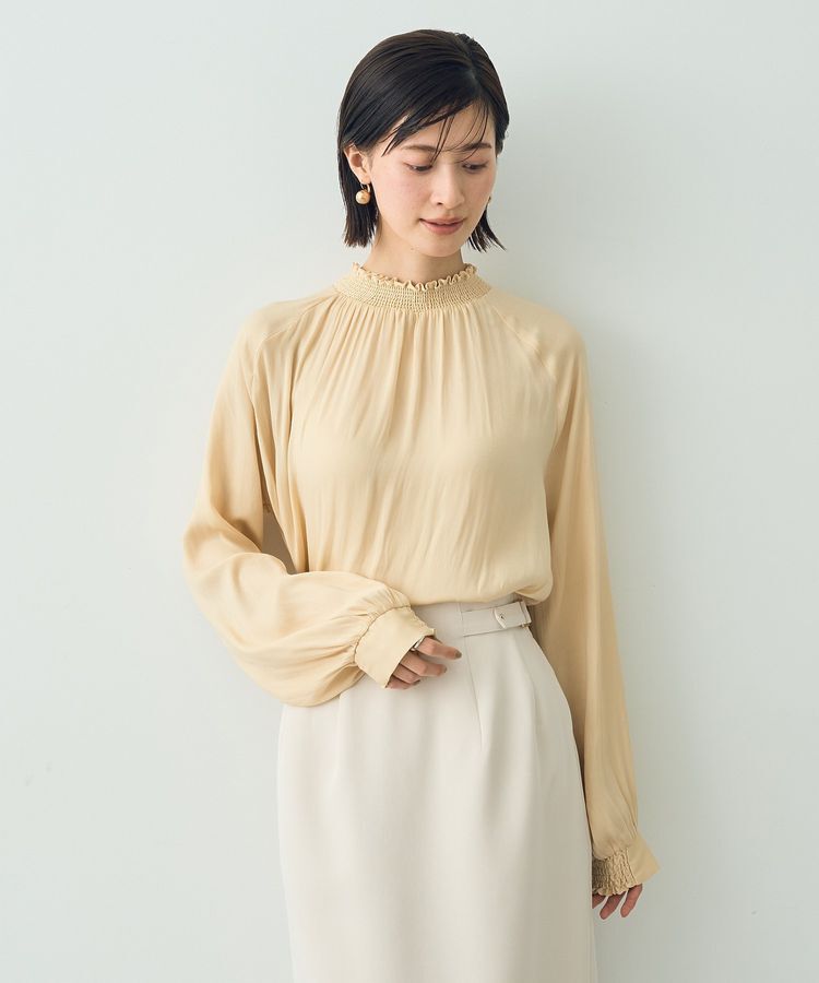 YECCA VECCA「シャーリングネックブラウス」|シャツ・ブラウス|