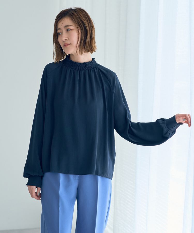 YECCA VECCA「シャーリングネックブラウス」|シャツ・ブラウス|