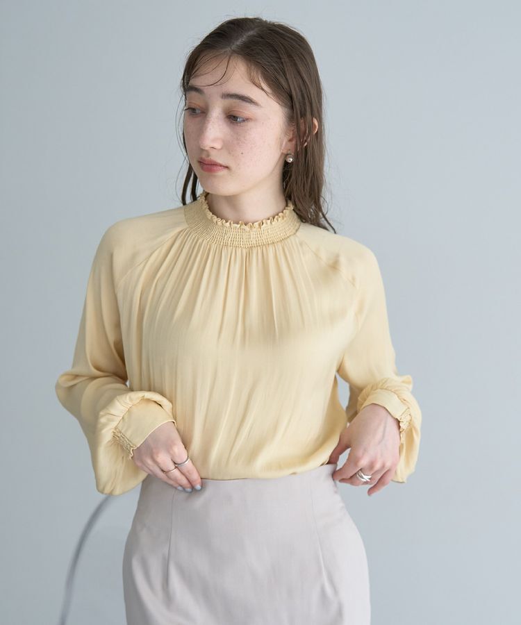 YECCA VECCA「シャーリングネックブラウス」|シャツ・ブラウス|