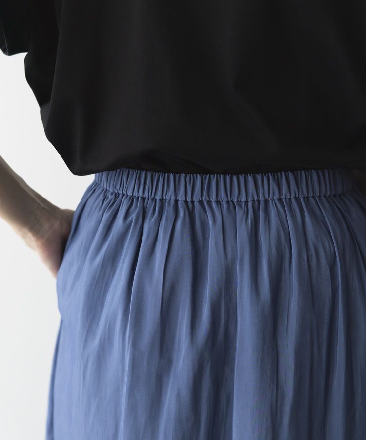 GARAGE OF GOOD CLOTHING「微光沢ギャザーロングスカート」|フレア|